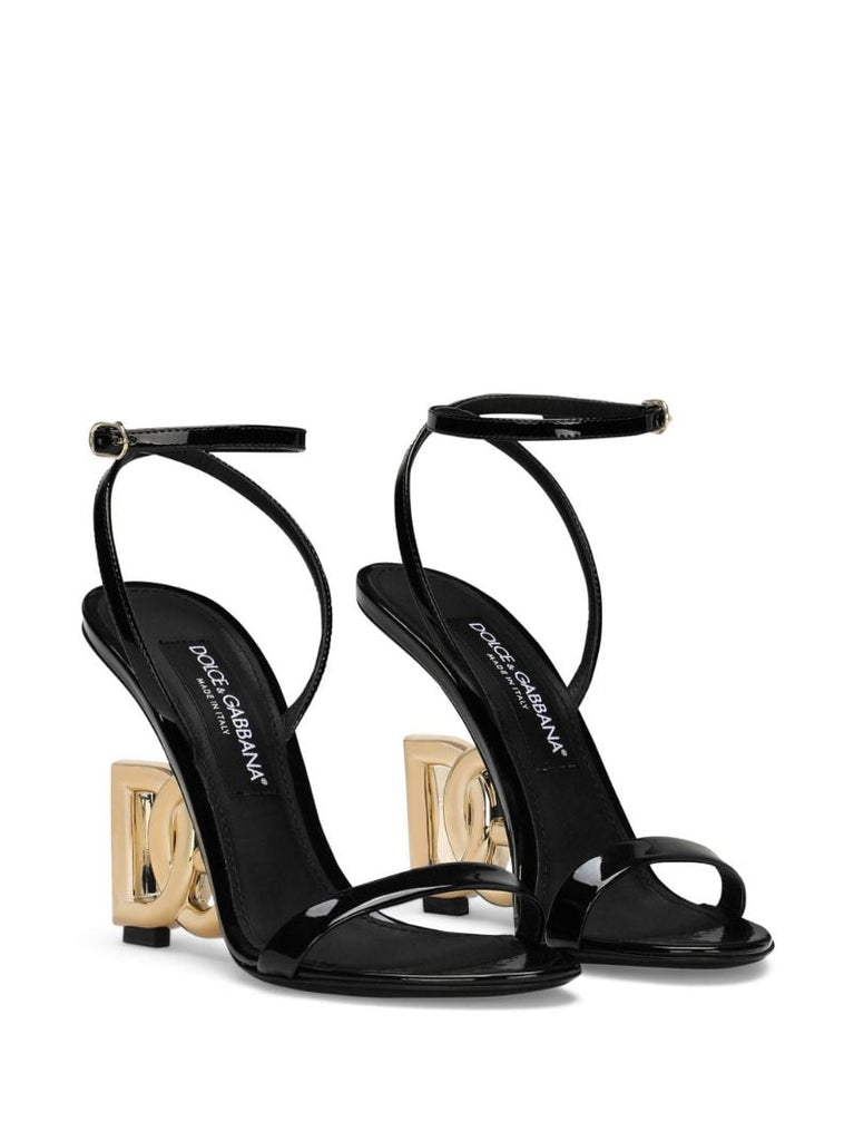 Black Dg Leather Sandals