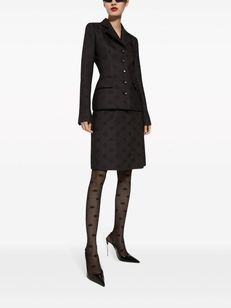 Black Logo Jacquard Single-breasted Blazer