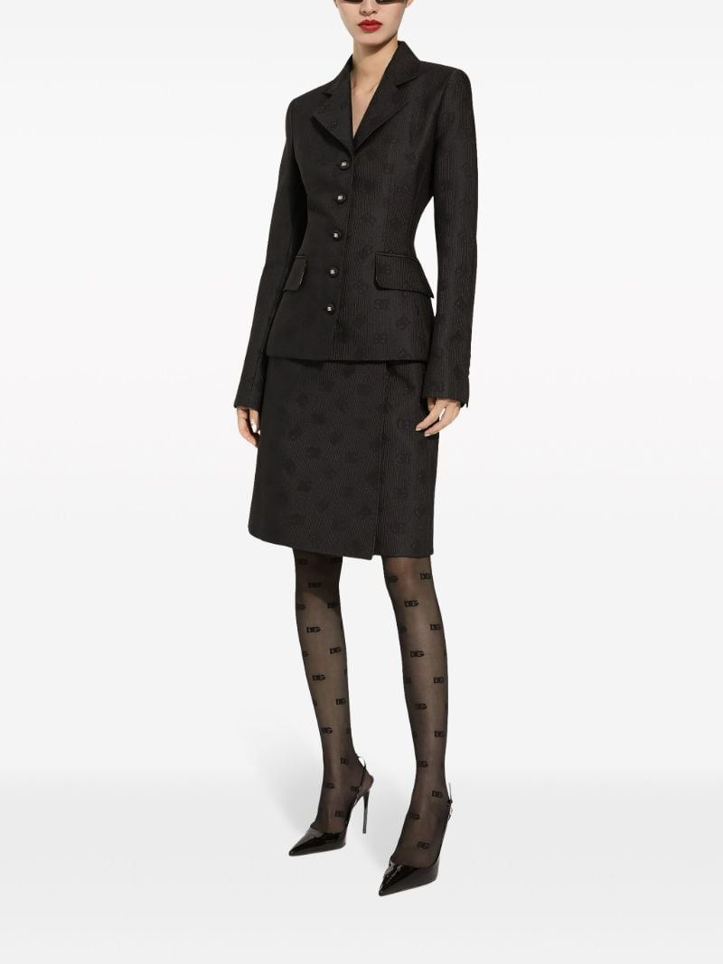Black Logo Jacquard Single-breasted Blazer