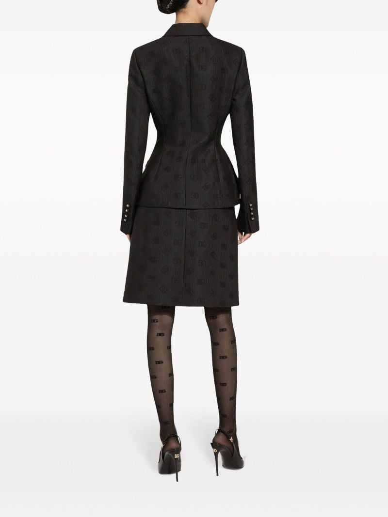 Black Logo Jacquard Single-breasted Blazer