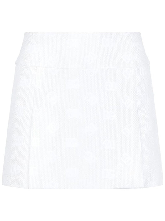 White Logo Jacquard Mini Skirt