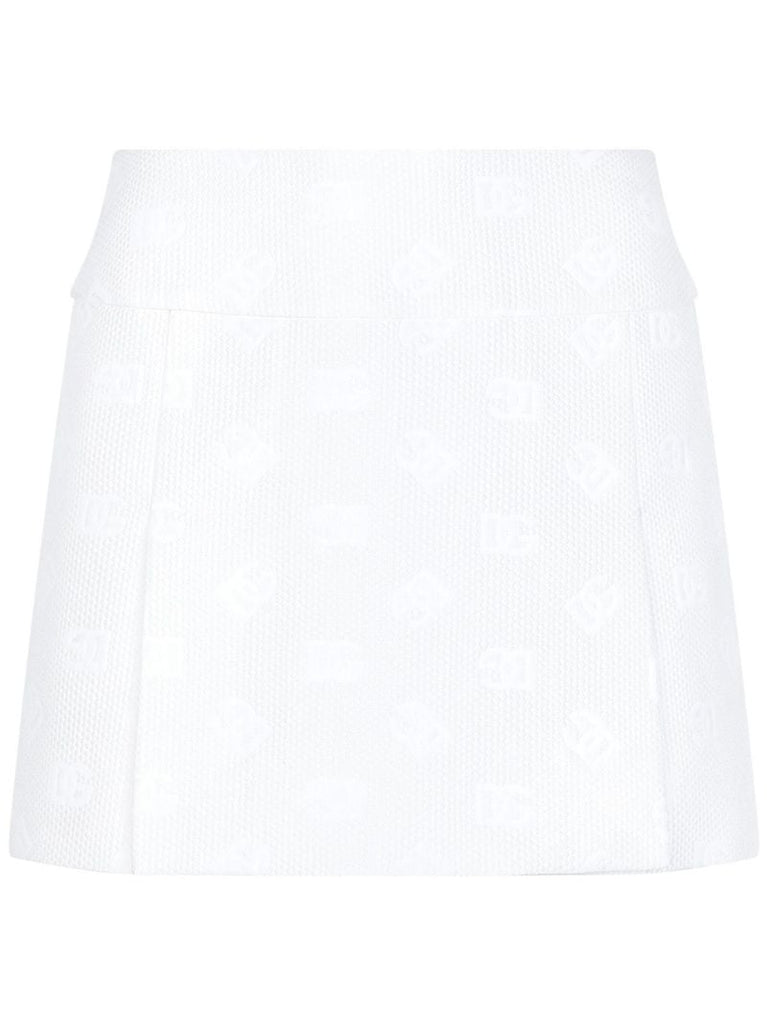 White Logo Jacquard Mini Skirt