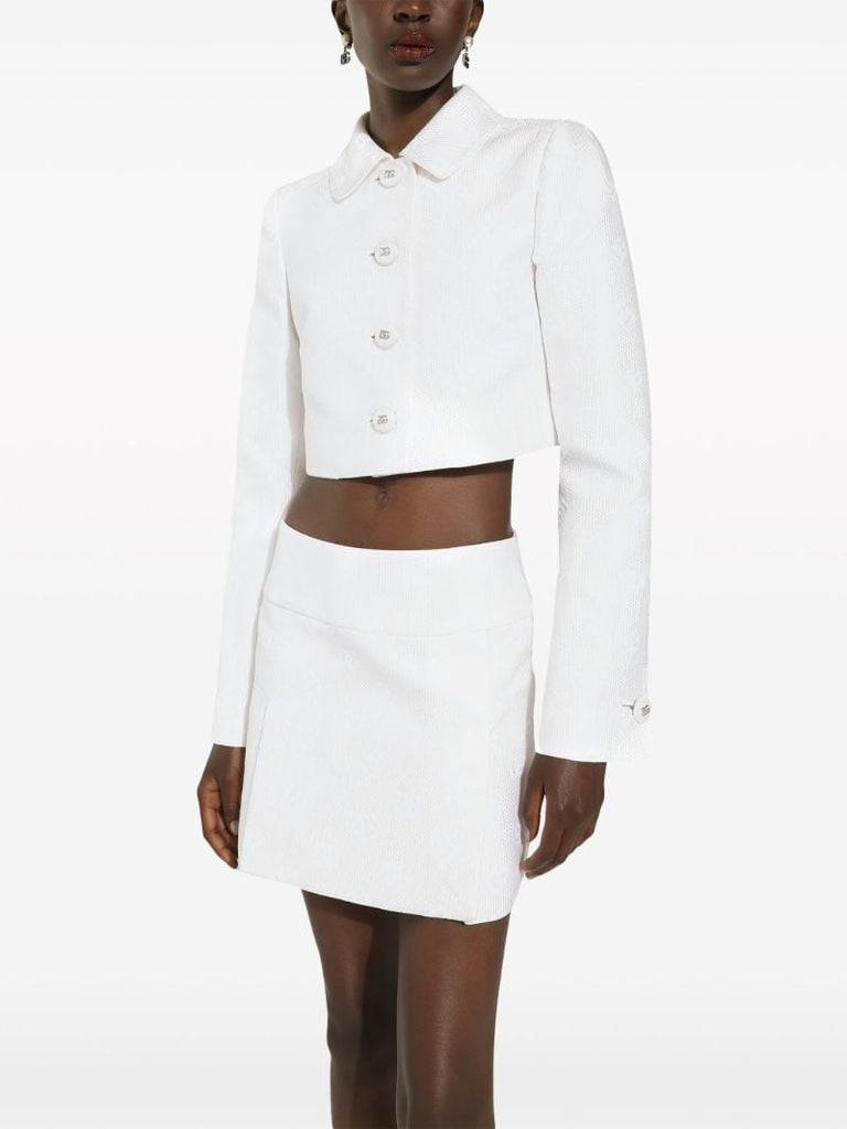 White Logo Jacquard Mini Skirt