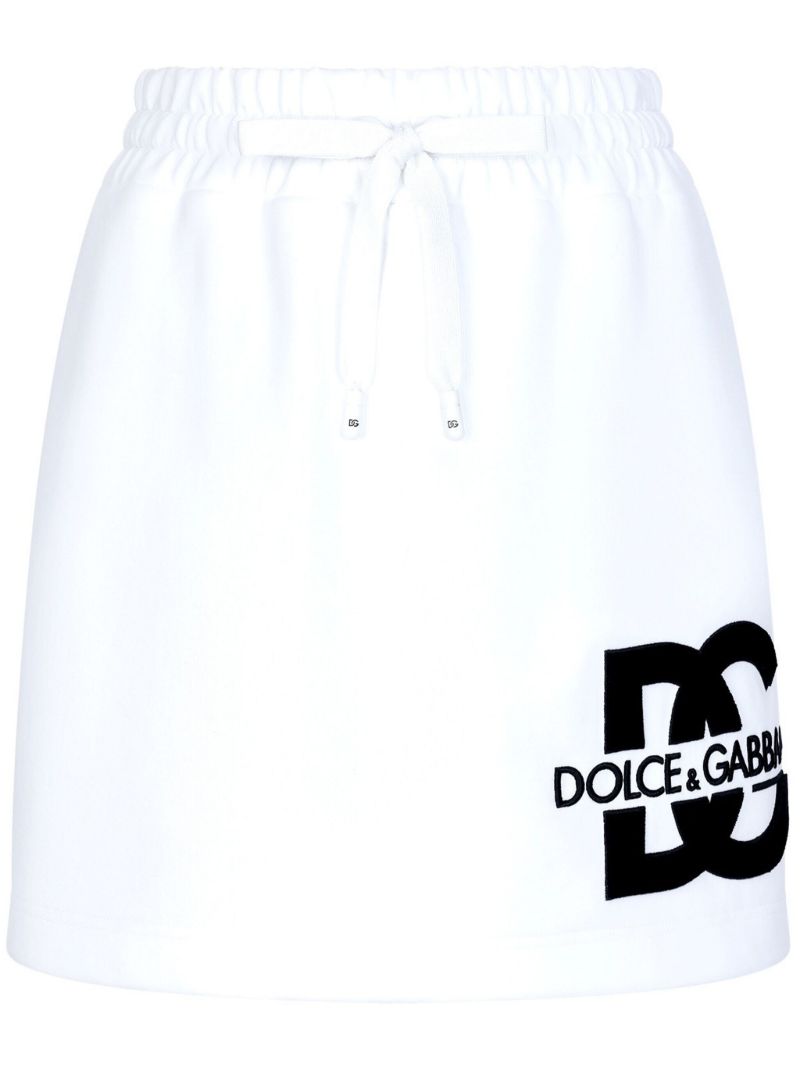 White Logo Print Mini Skirt