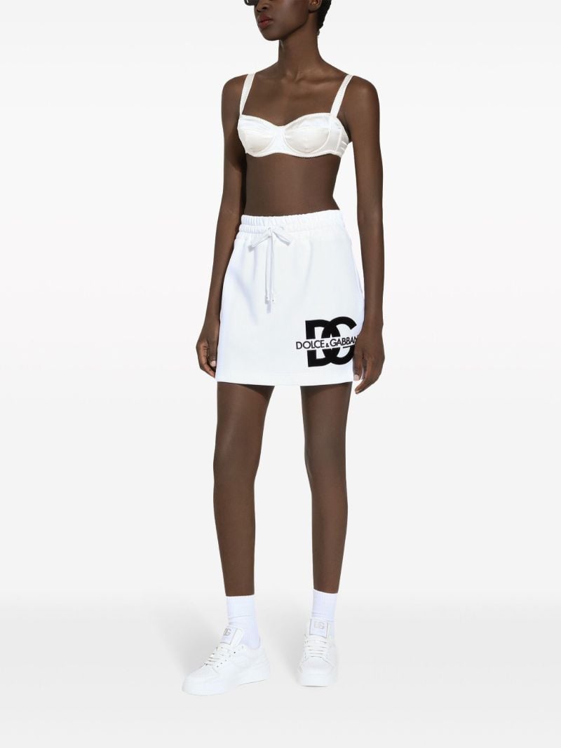 White Logo Print Mini Skirt