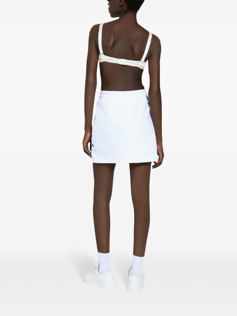 White Logo Print Mini Skirt