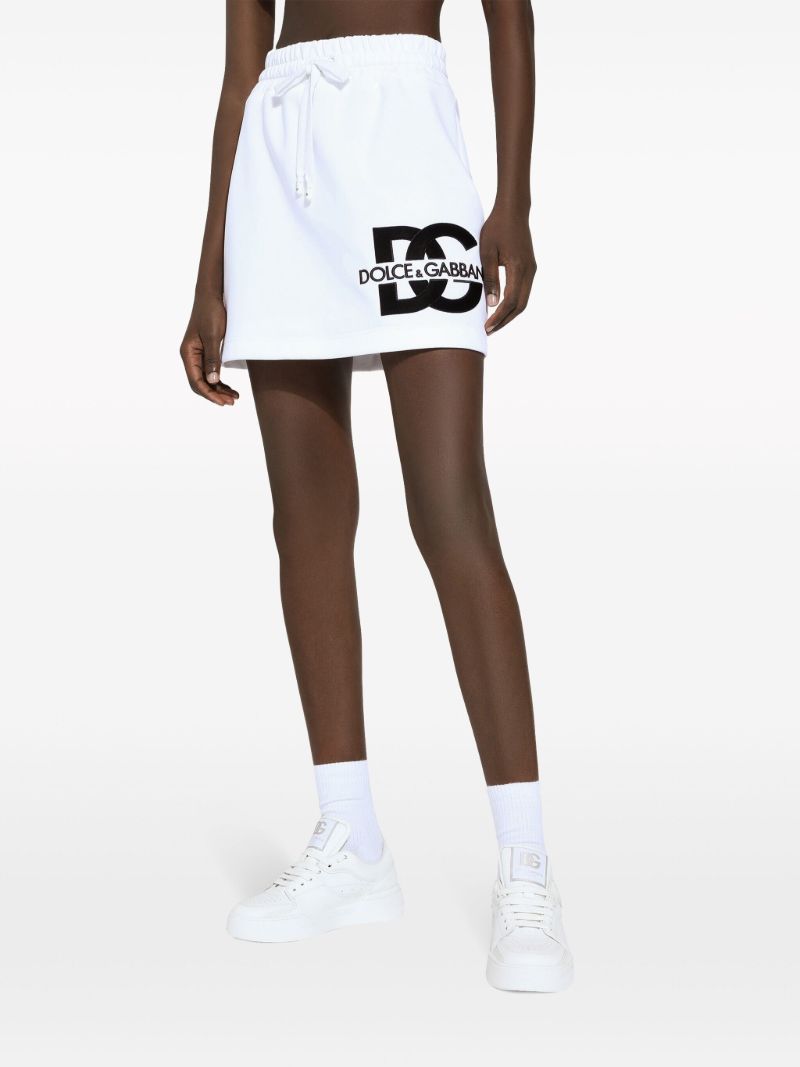 White Logo Print Mini Skirt