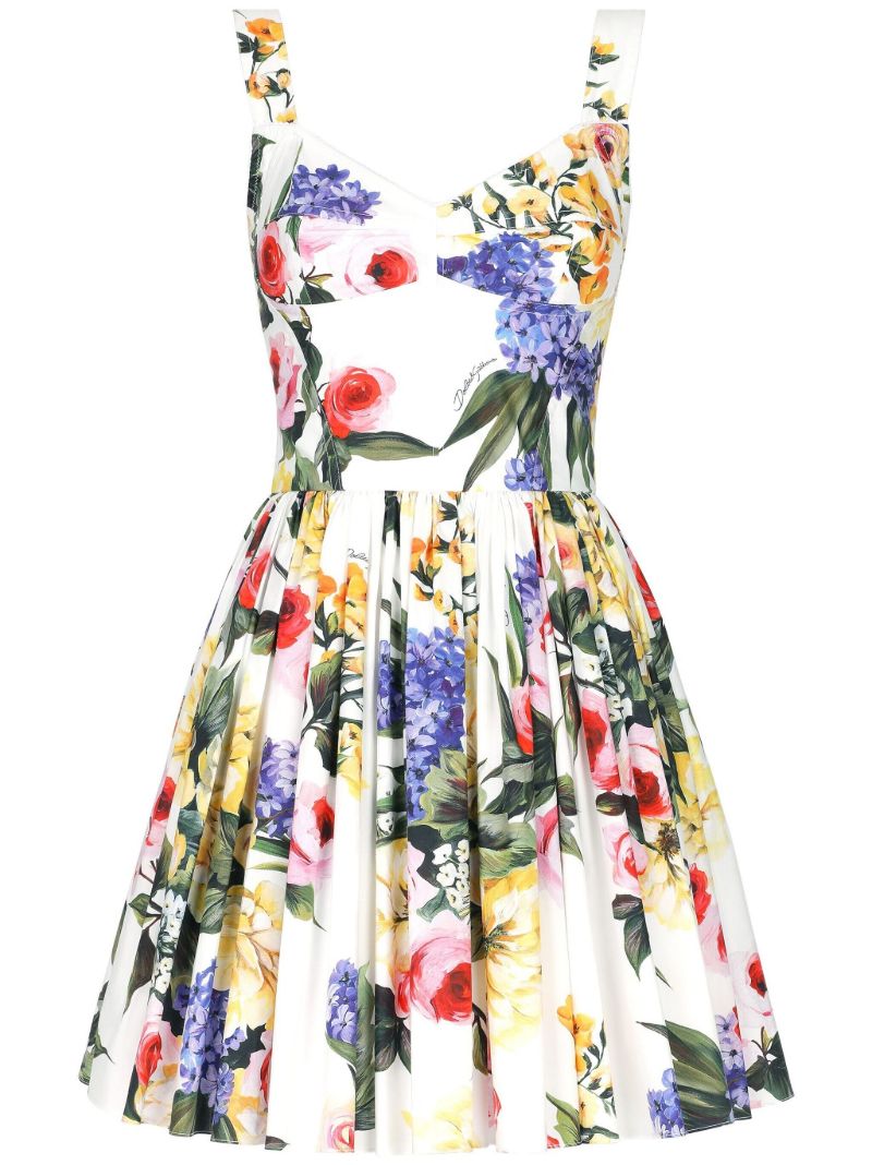 White Garden Pleated Mini Dress