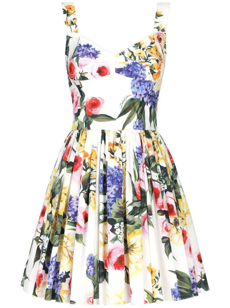 White Garden Pleated Mini Dress