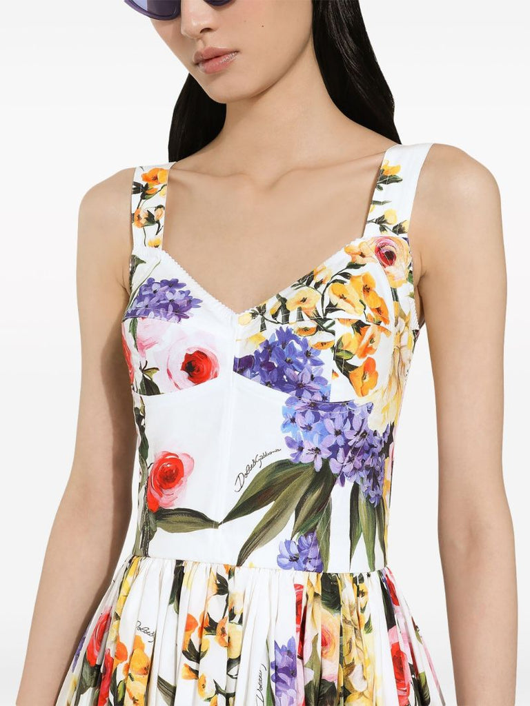 White Garden Pleated Mini Dress