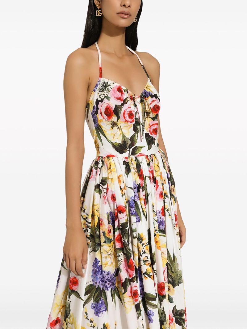 White Garden Pleated Midi Dress