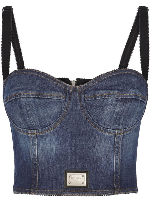 Blue Denim Bustier Top