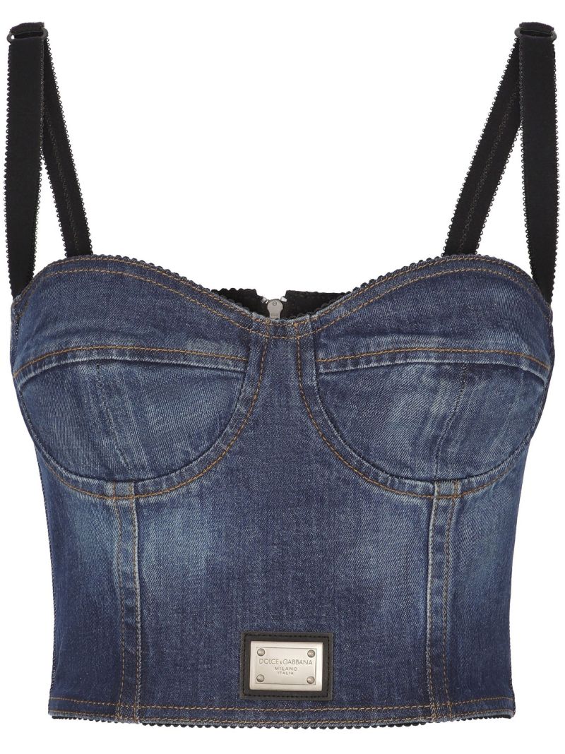 Blue Denim Bustier Top
