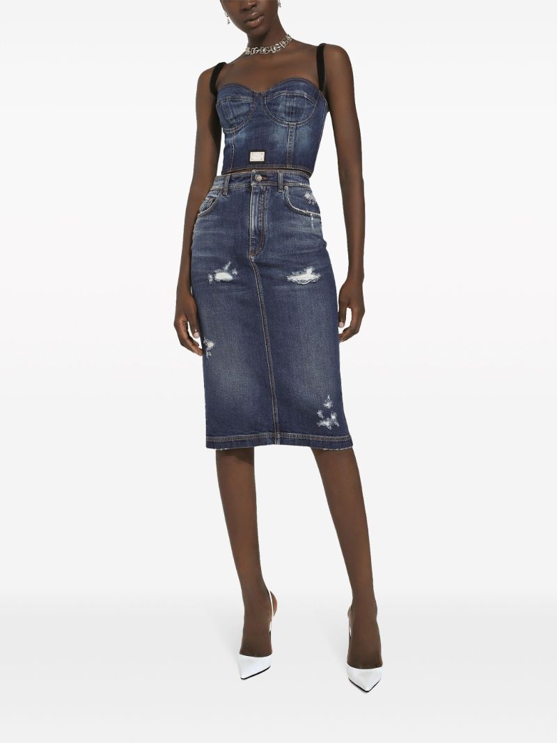 Blue Denim Bustier Top
