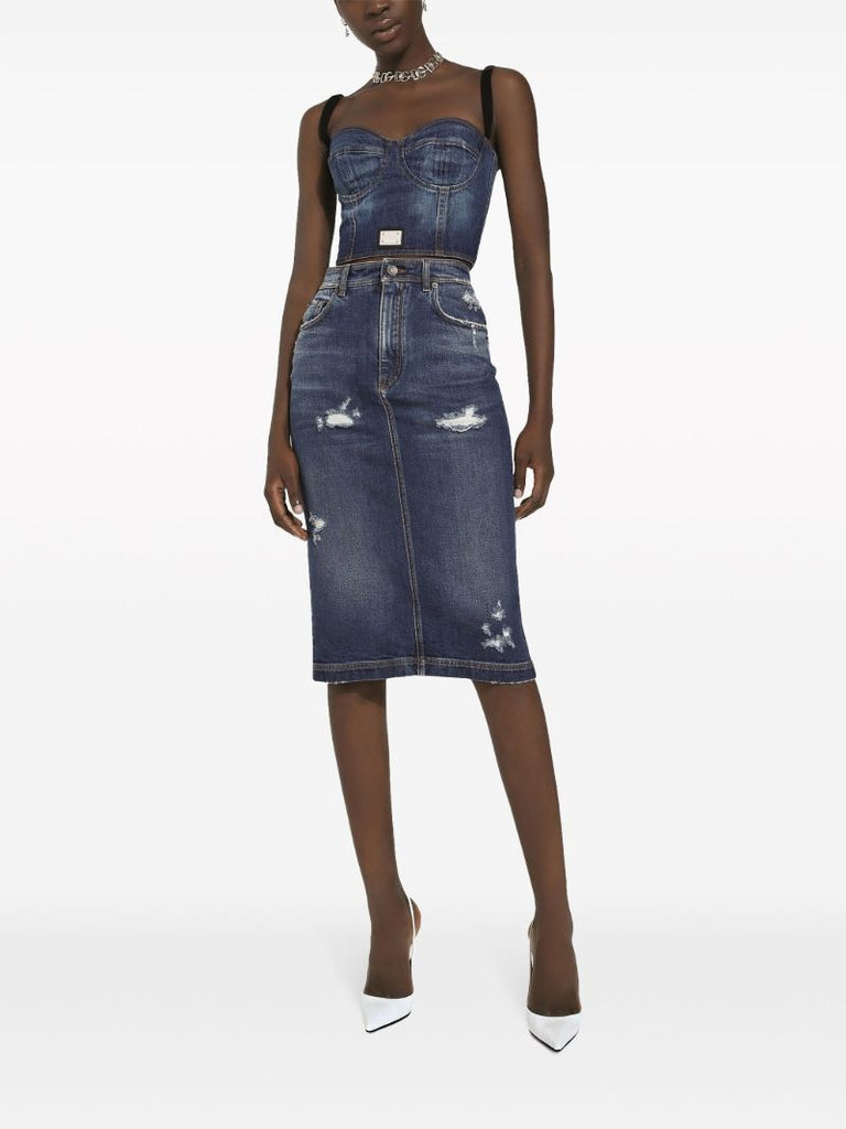 Blue Denim Bustier Top