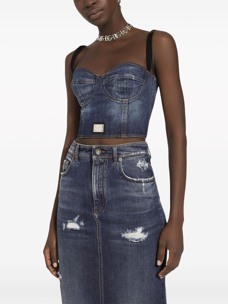 Blue Denim Bustier Top