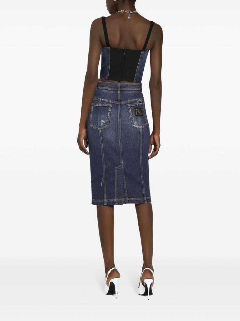 Blue Denim Bustier Top