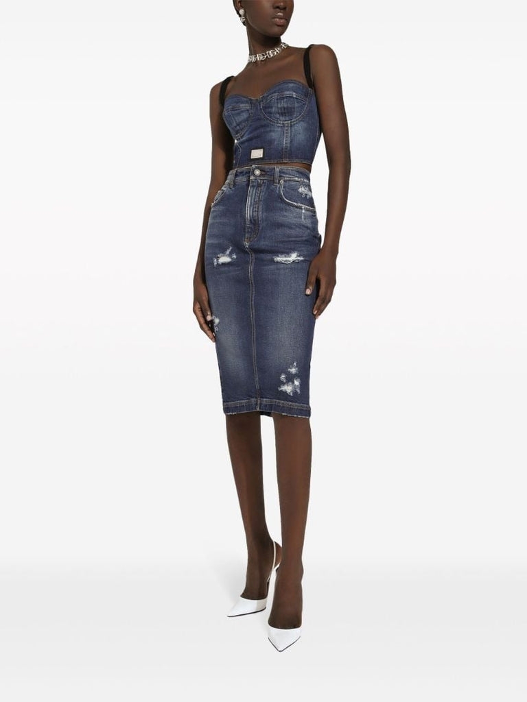 Blue Denim Bustier Top