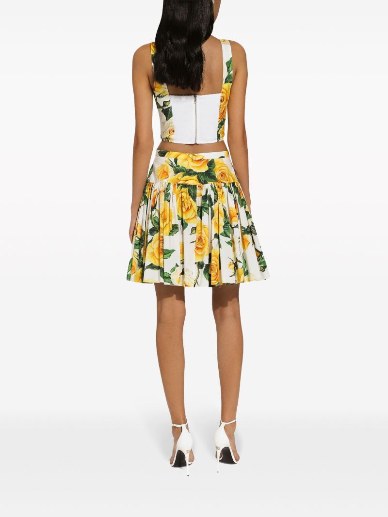 Yellow Rose Print Corset Top