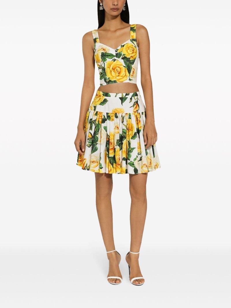 Yellow Rose Print Corset Top