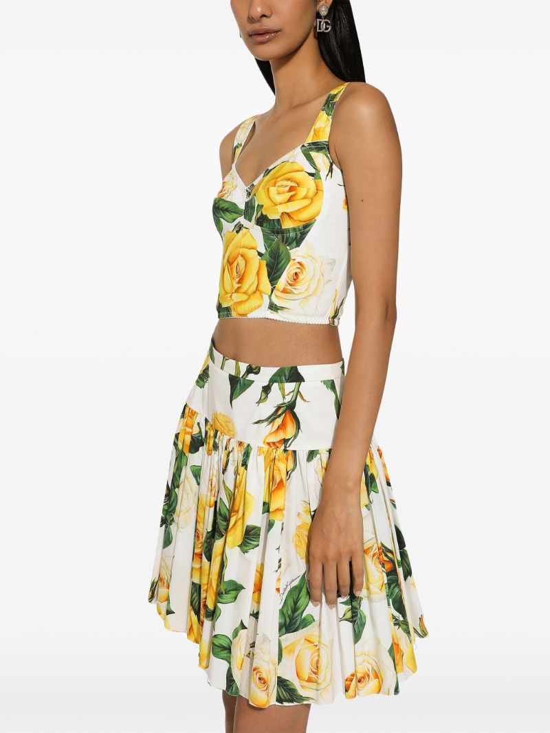 Yellow Rose Print Corset Top