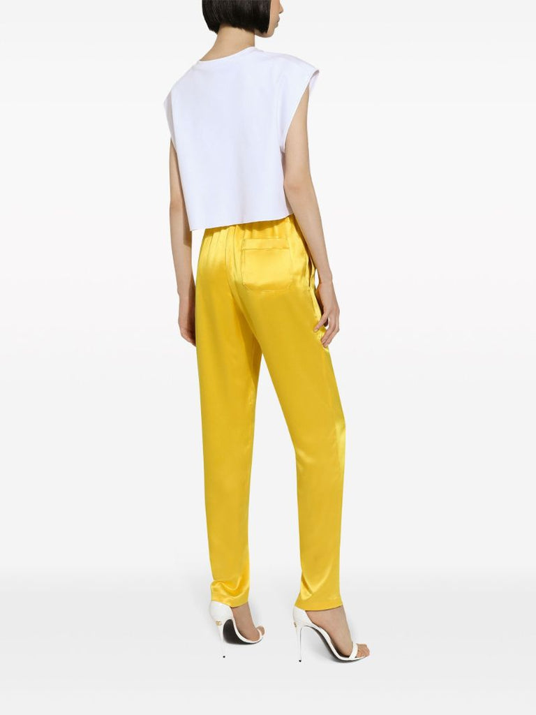 White Floral-appliquÃ_x0083_Â© Cropped T-shirt