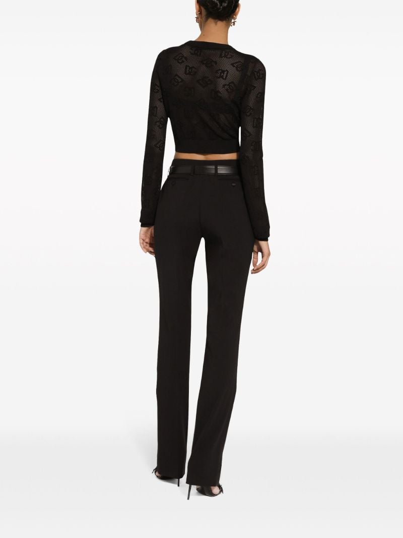 Black Monogram Cropped Knit Top