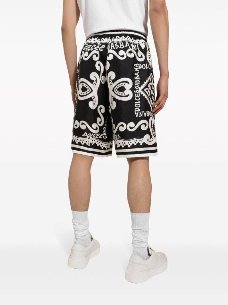 Blue Marina-print Silk Shorts