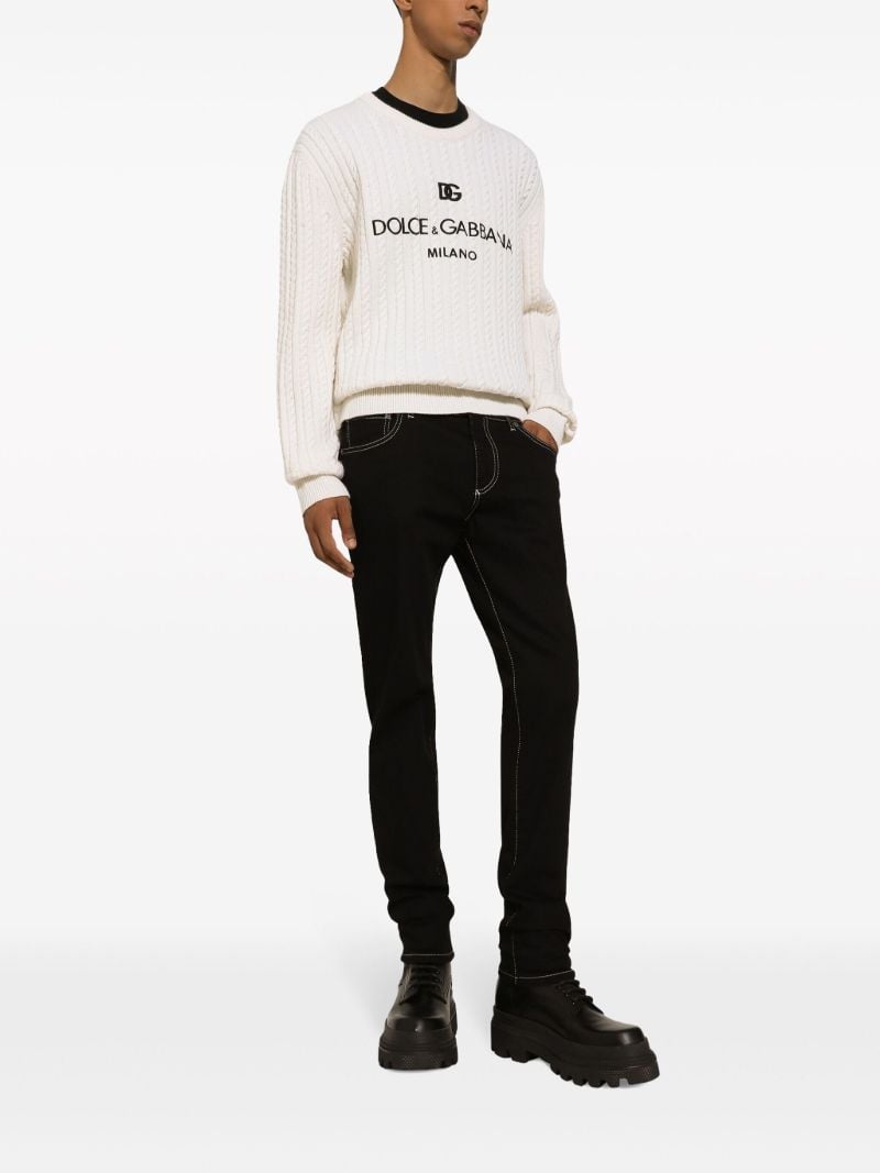 White Logo-embroidery Virgin Wool Sweater