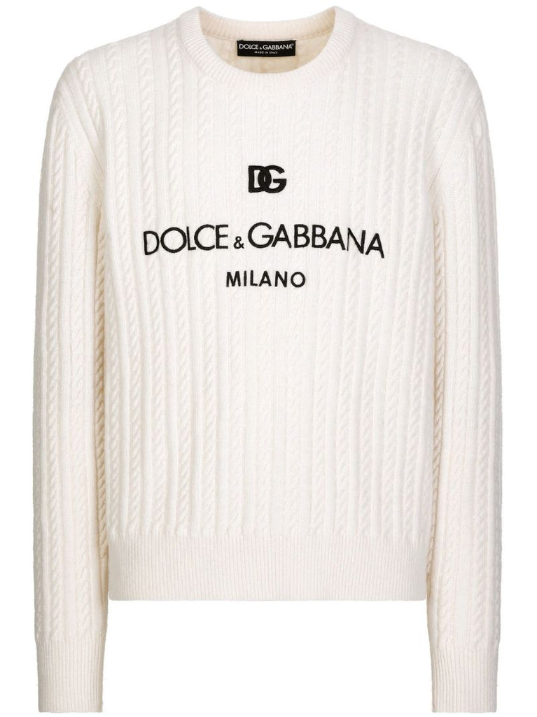 White Logo-embroidery Virgin Wool Sweater