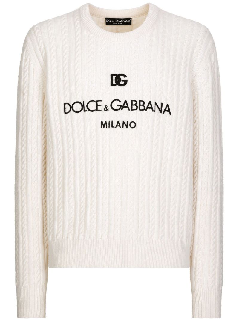 White Logo-embroidery Virgin Wool Sweater