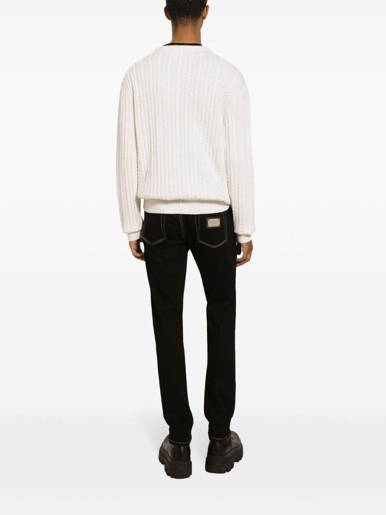 White Logo-embroidery Virgin Wool Sweater