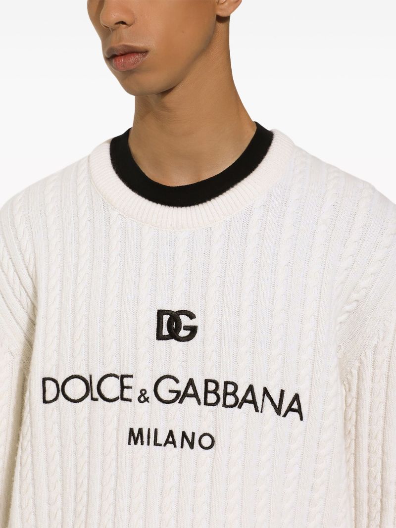 White Logo-embroidery Virgin Wool Sweater
