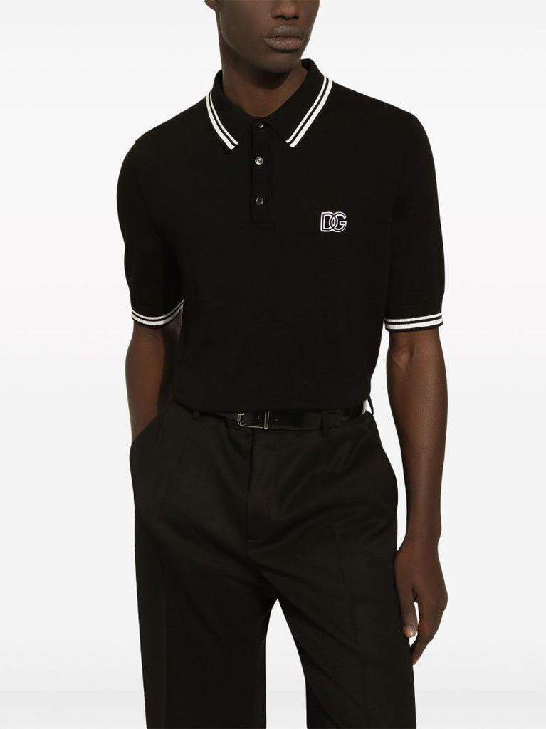 Black Dg-embroidery Polo Shirt