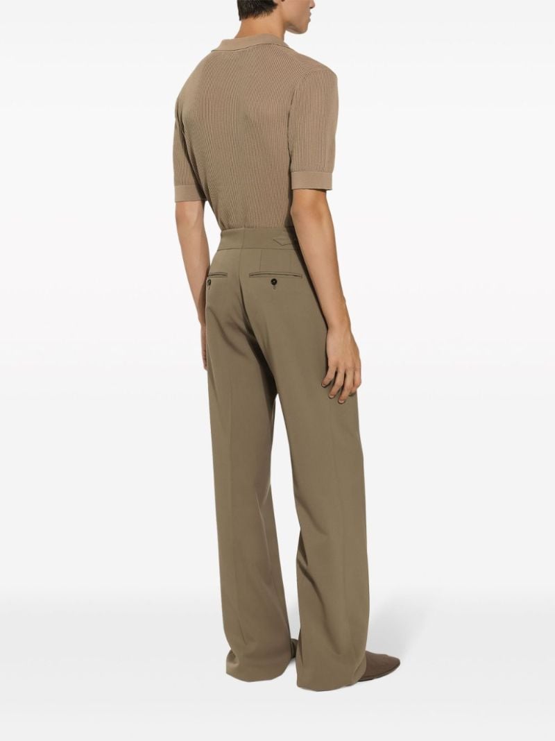 Neutral Ribbed-knit Cotton Polo Shirt