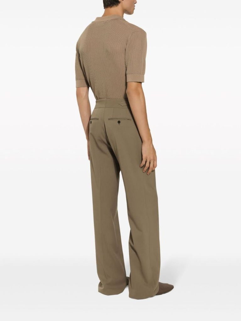 Neutral Ribbed-knit Cotton Polo Shirt