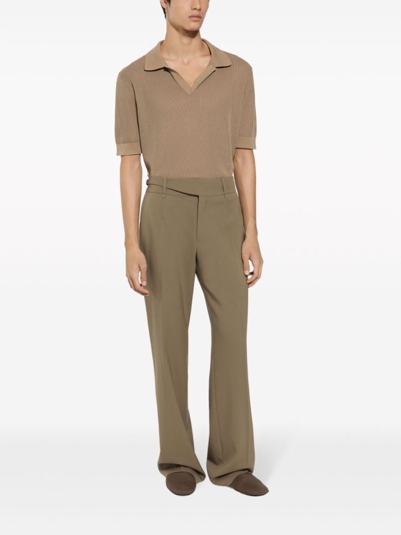Neutral Ribbed-knit Cotton Polo Shirt