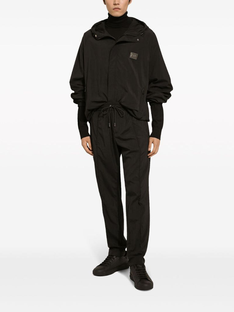 Black Virgin Wool Track Pants