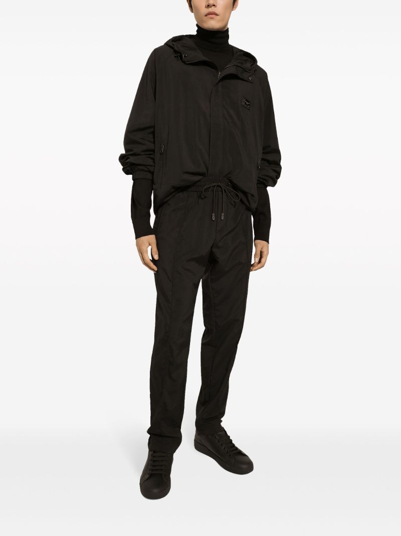 Black Virgin Wool Track Pants