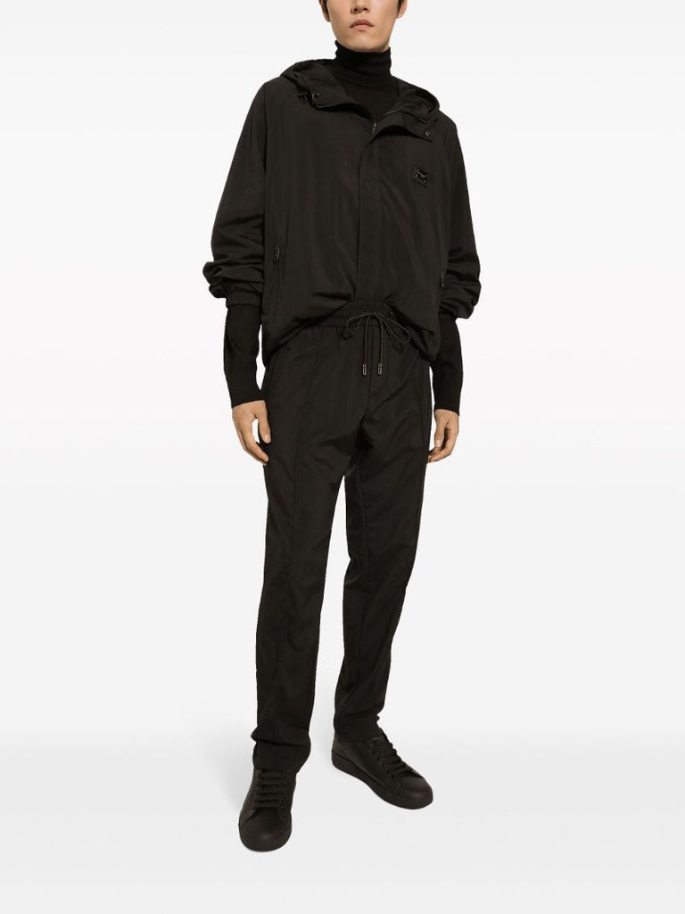 Black Virgin Wool Track Pants