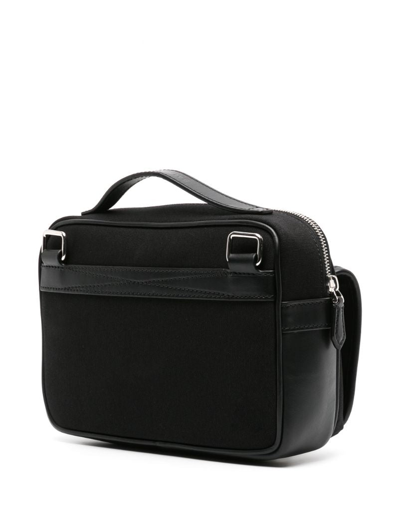 Black Varsity Reporter Crossbody Bag