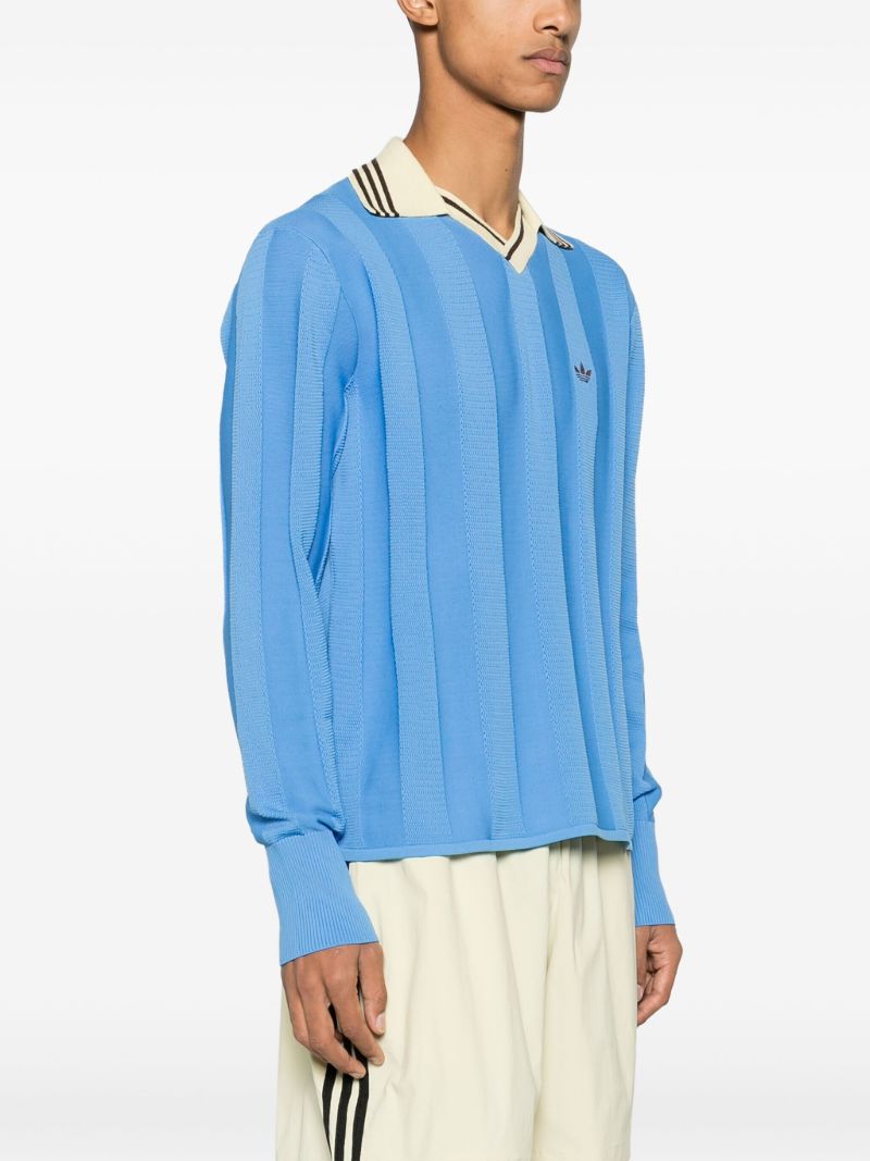 X Wales Bonner Blue Ribbed Sweater
