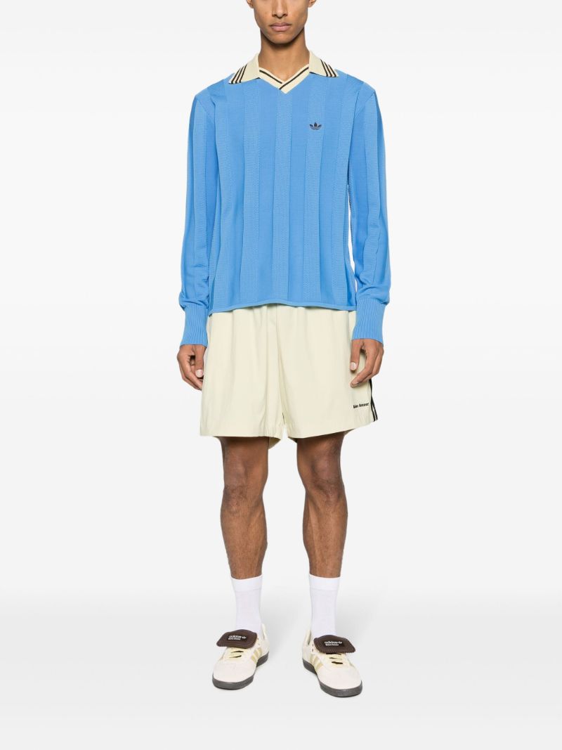 X Wales Bonner Blue Ribbed Sweater