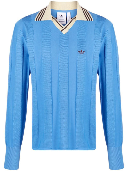 X Wales Bonner Blue Ribbed Sweater