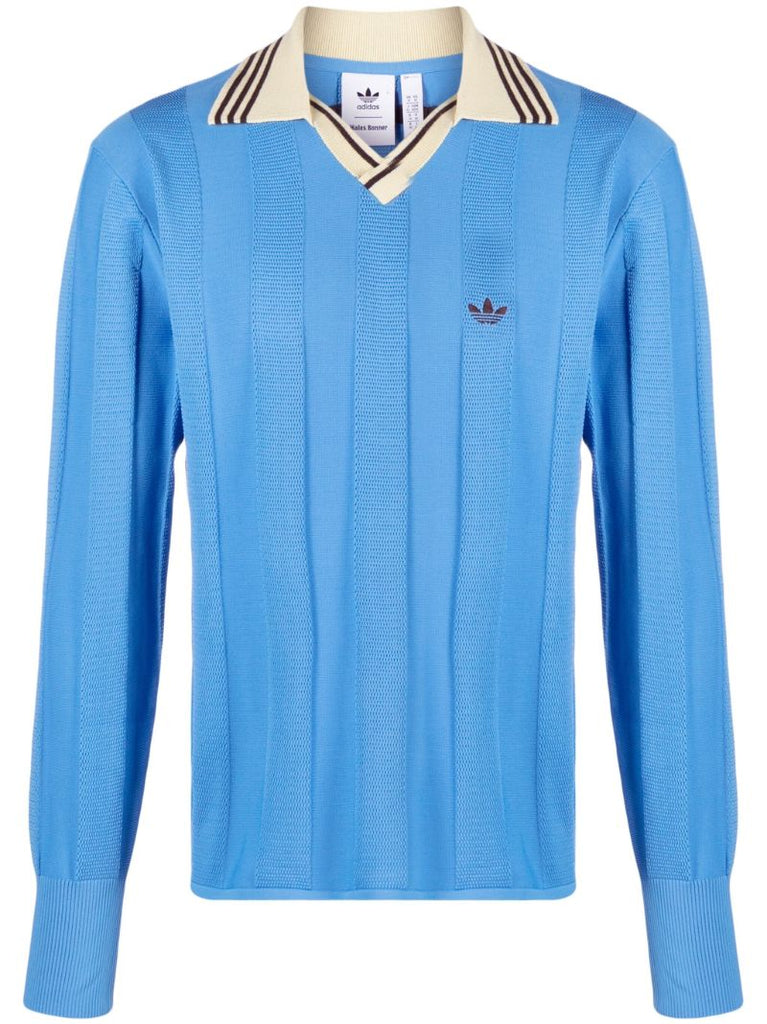 X Wales Bonner Blue Ribbed Sweater