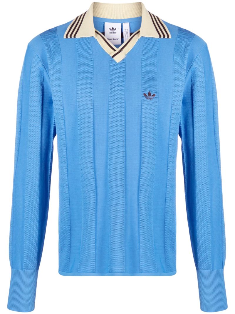 X Wales Bonner Blue Ribbed Sweater