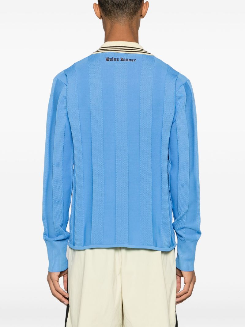 X Wales Bonner Blue Ribbed Sweater