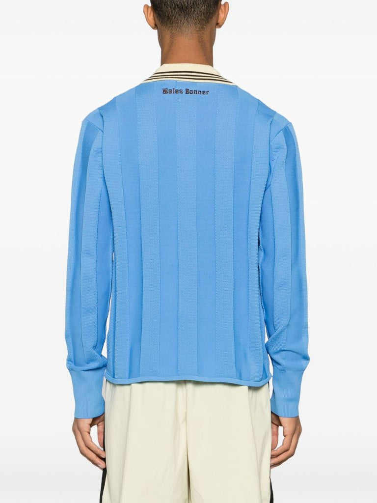 X Wales Bonner Blue Ribbed Sweater