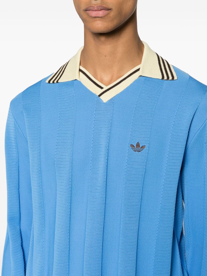 X Wales Bonner Blue Ribbed Sweater
