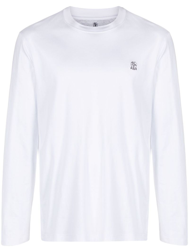 White Logo-embroidered Cotton T-shirt